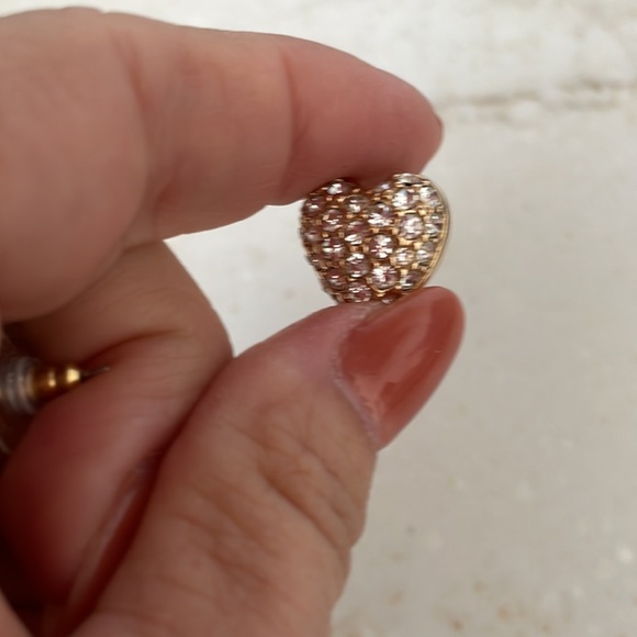 Swarovski Pave Crystal Heart Earrings Pierced - Picture 5 of 9